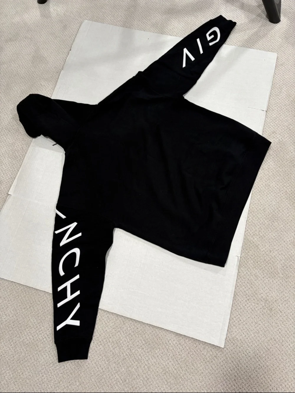 Givenchy Black Hoodie with White Diagonal Embroidered Logo XL Unisex - Picture 2 of 16